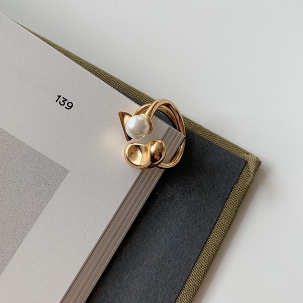 NEW Gold & Pearl Adjustable Statement Ring - Picture 4 of 8